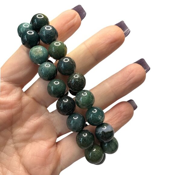 Moss Agate Green Natural Bracelet Jewlery Healing Crystal Stone bangle NEW - Picture 10 of 12